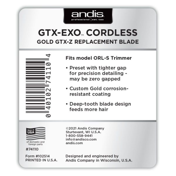 Andis GTX-EXO Cordless Gold GTX-Z Replacement Blade (Deep Tooth) - Image 4