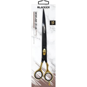 Black Ice Stylish Off Set Grip Black & Gold Curved 10" Shear
