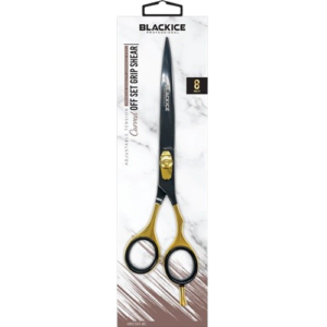 Black Ice Stylish Off Set Grip Black & Gold Curved 8" Shear